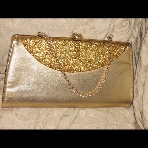 Gold sparkle clutch